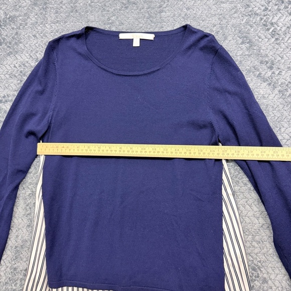 Nordstrom Collection Navy Blue Layered Silk Mixed Media Sweater Size Medium - Picture 9 of 10
